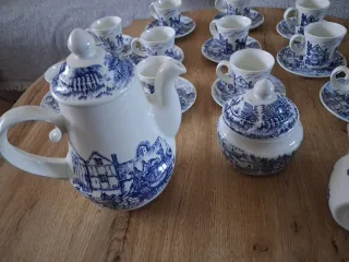 Juego de café San Claudio porcelana azul