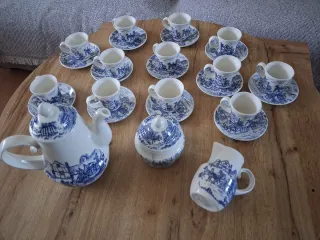 Juego de café San Claudio porcelana azul