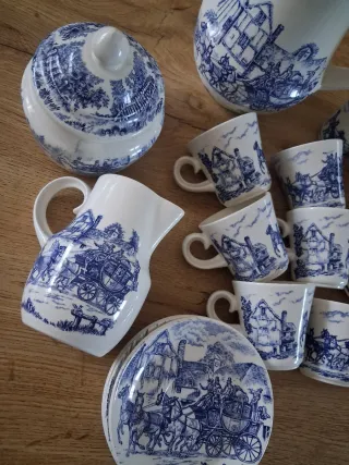 Juego de café San Claudio porcelana azul