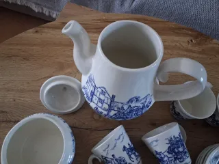 Juego de café San Claudio porcelana azul
