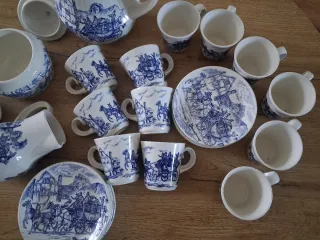 Juego de café San Claudio porcelana azul