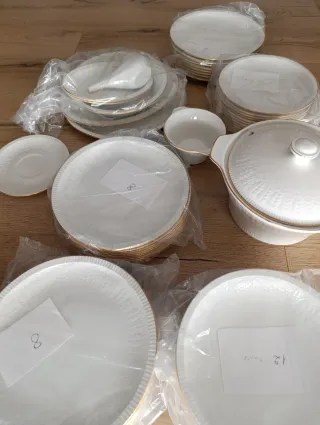 Vajilla clásica porcelana oro blanco