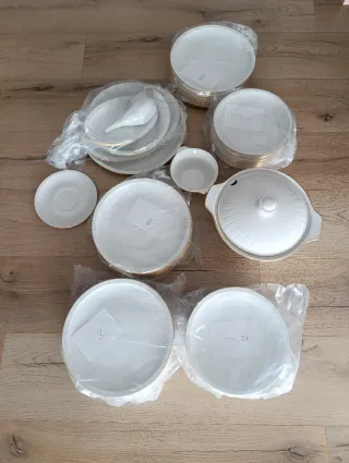 Vajilla clásica porcelana oro blanco