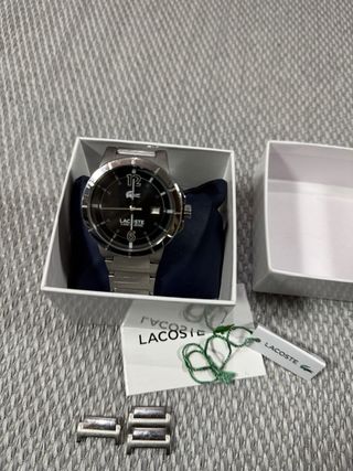 Reloj Lacoste acero negro con caja y eslabones