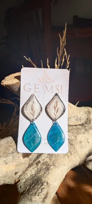 Pendientes hoja pintados a mano