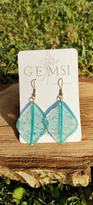 Pendientes hoja pintados a mano