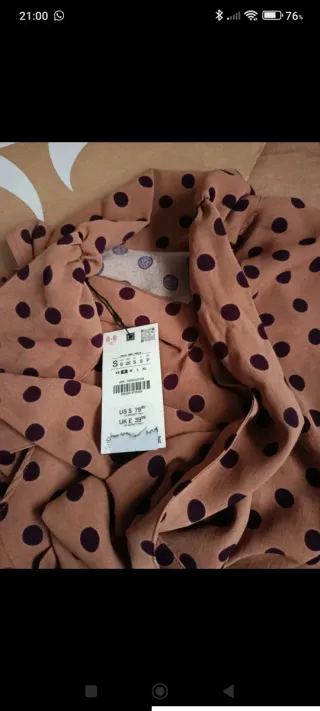 Vestido Zara lunares rosa y marrón