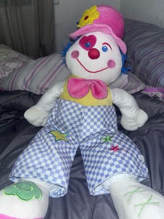 Peluche payaso rosa y azul