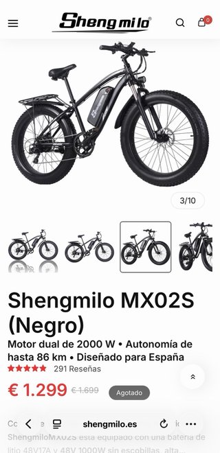 Bicicleta eléctrica 1000W Fat Bike