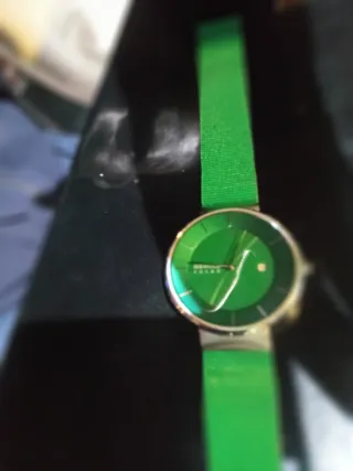 Reloj Bering Solar Verde y Plateado
