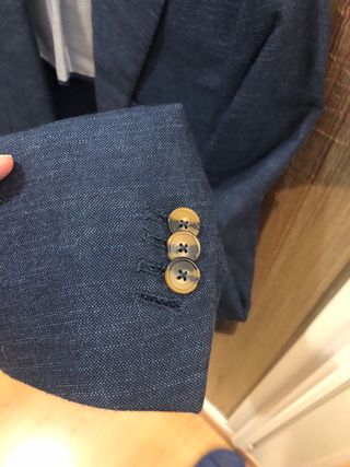 Blazer Zara Lino Algodón Azul marino T-46
