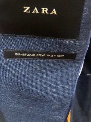 Blazer Zara Lino Algodón Azul marino T-46