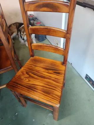Tavolo in legno con 7 sedie e panche