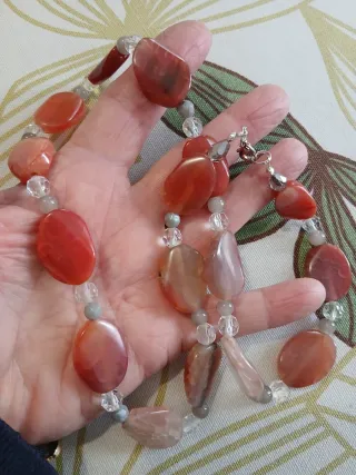 Collana pietre ovali agata e cristalli