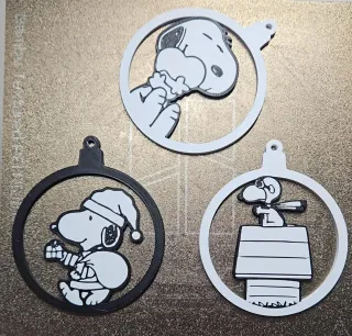 Bolas Navidad Snoopy Plástico
