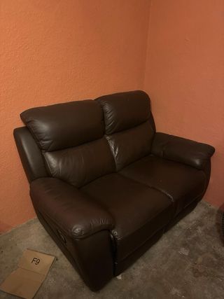 Sofá 2 plazas relax piel marrón