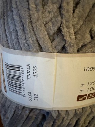 2 Ovillos Hilaturas LM Chenilla Gris 512