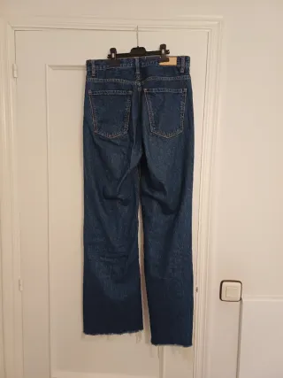 Pantalón ancho tiro alto azul