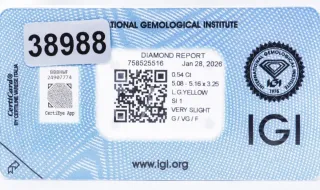 Diamante Natural 0.54 ct IGI L.G. Yellow SI1