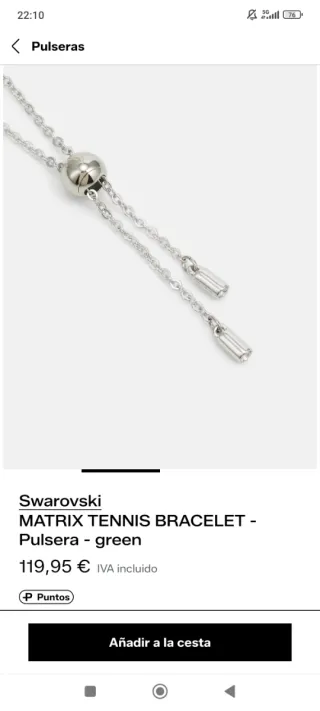 Pulsera Swarovski Matrix Tennis Verde