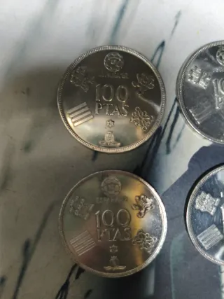 4 Monedas 100 Pesetas Carlos I Rey 1980