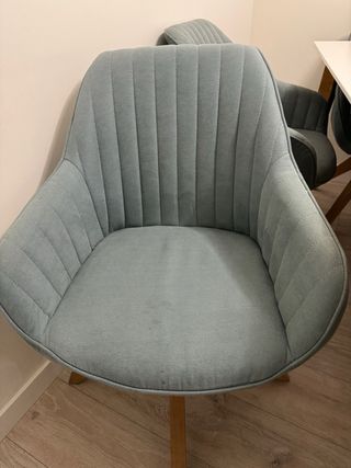 Silla de comedor HOM'IN tela y madera