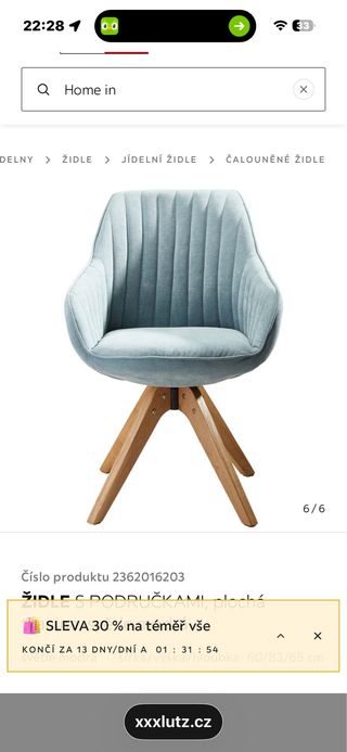 Silla de comedor HOM'IN tela y madera