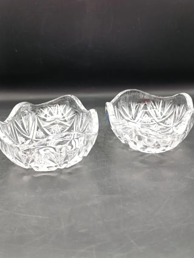 Cuencos de cristal tallado Bohemia