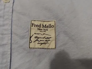 Camicia Fred Mello uomo blu con toppe