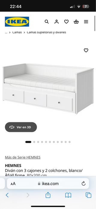 Cama Diván IKEA HEMNES Blanca
