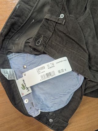 Pantalón Lacoste Pana Recto Marrón Chocolate 42