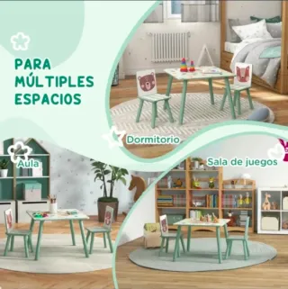 Mesa y sillas infantiles animales