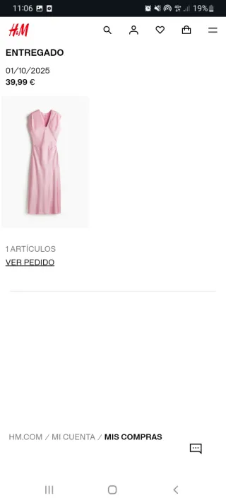 Vestido H&M rosa satinado