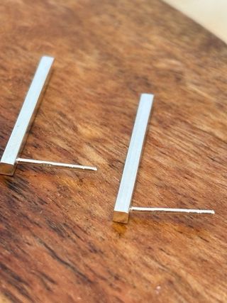 Pendientes largos plata ley 925 minimalistas