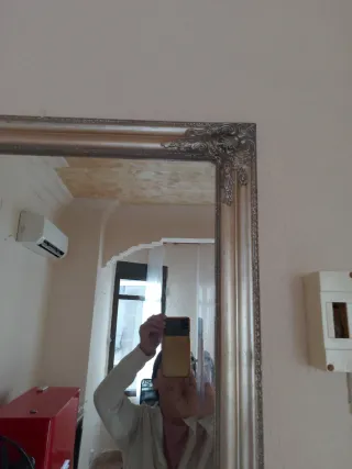 Specchio grande a figura intera dorato e argentato