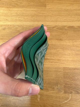 Cartera Verde y Blanca de cuero