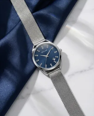 Reloj SKYLINE Mujer Esfera Azul Circonitas Acero