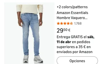 Amazon Essentials Jeans Hombre Talla 32W/29L