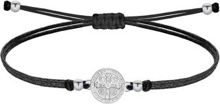 Pulsera San Benito Hilo Encerado Plata