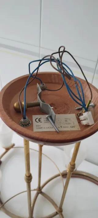 2 Lámparas Vintage Madera Metal Cristal