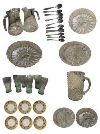 Juego de cristalería y vajilla vintage