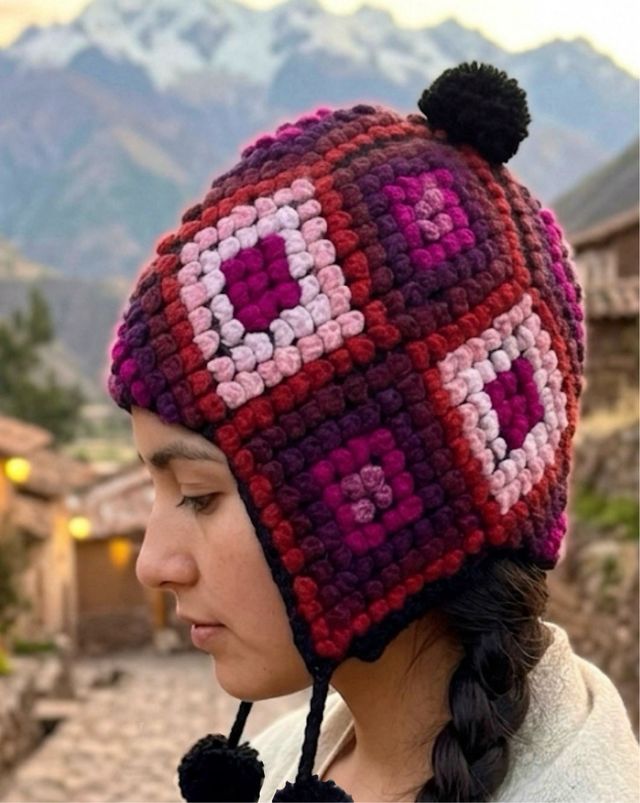 Chullo de lana tejido a mano