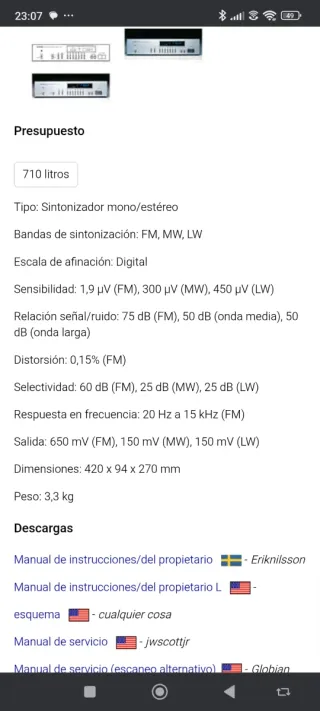 PIONEER TX-710L SINTONIZADOR STEREO  AÑO 1980-1981