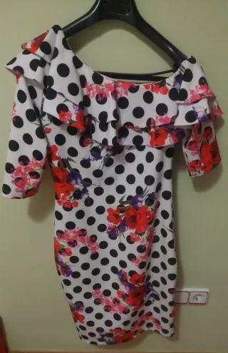 Vestido flamenco mujer blanco flores