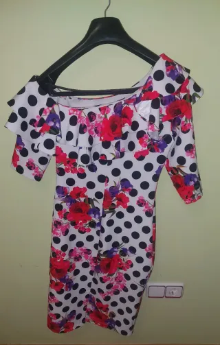 Vestido flamenco mujer blanco flores