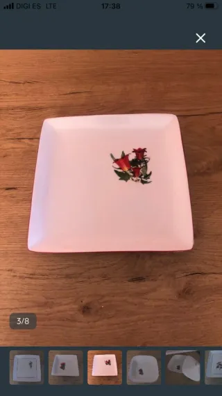 Vajilla Vintage Porcelana Roja Blanca