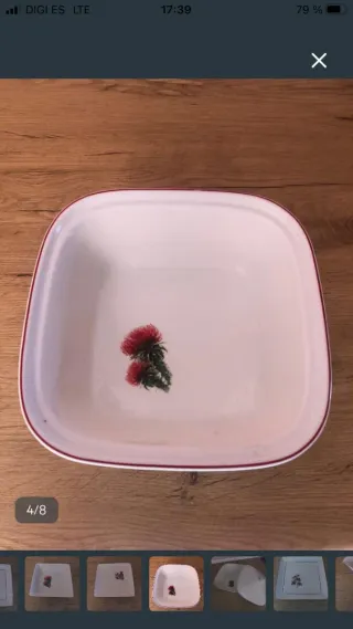 Vajilla Vintage Porcelana Roja Blanca