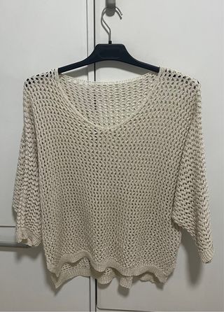 Jersey calado beige talla única