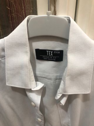 Camisa de vestir TEX T-37/38 blanca y rayas azules