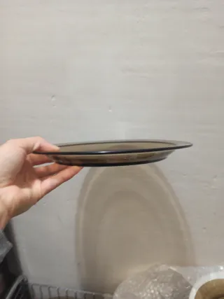 Juego de platos de plástico marrón